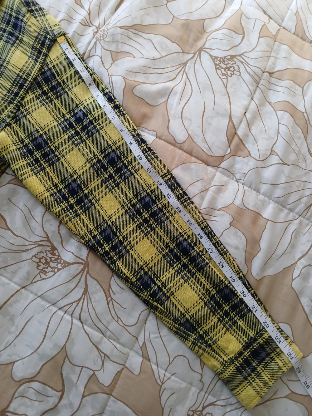 Iron Heart IHSH-412-YEL - 9oz Selvedge Indigo Check Flannel Work Shirt - Yellow - Picture 9 of 11